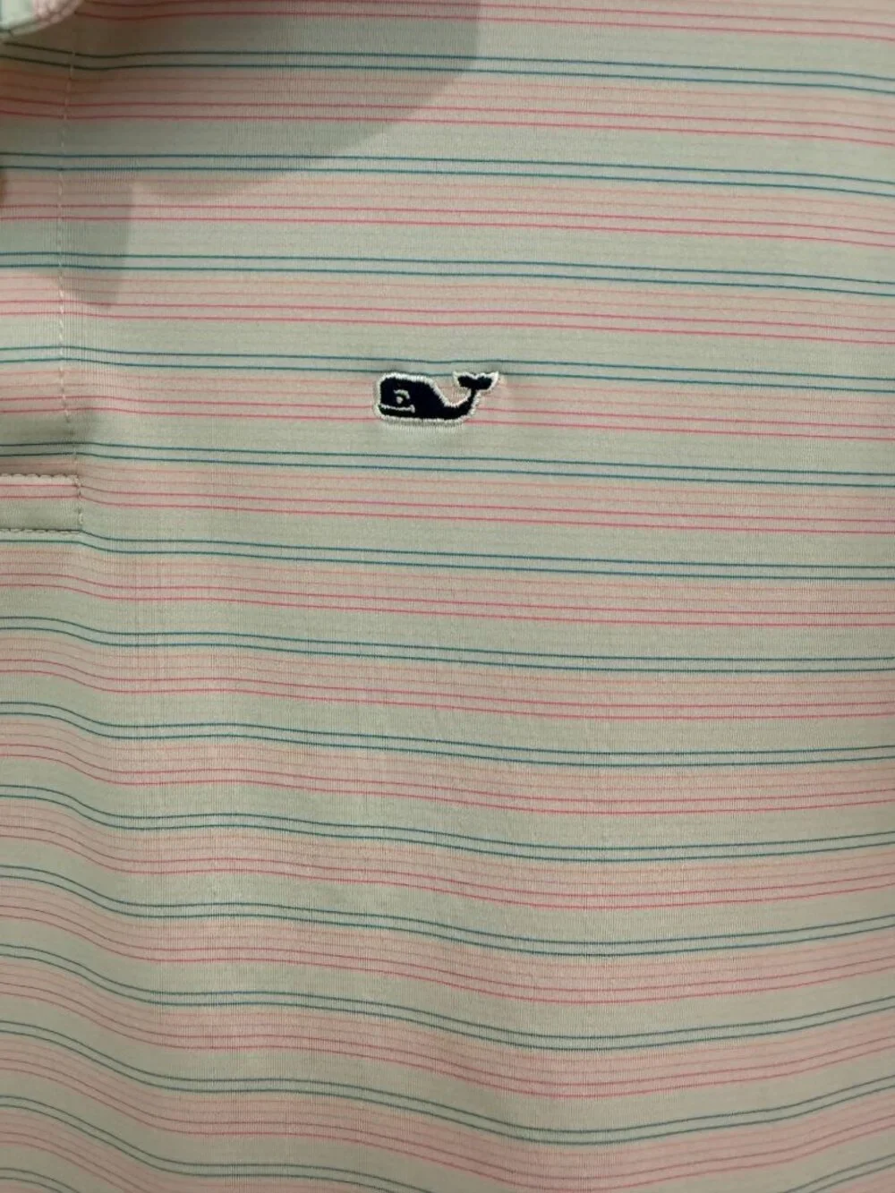 Vineyard Vines Boys XL 18 Performance Polo Shirt Pink Blue Striped Short Sleeve
